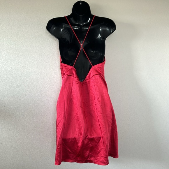 Princess Polly Rosalind Red Satin V Neckline Mini Dress - Picture 8 of 11
